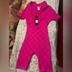 Fashion Nova Pink Jumpsuit with Textured Design